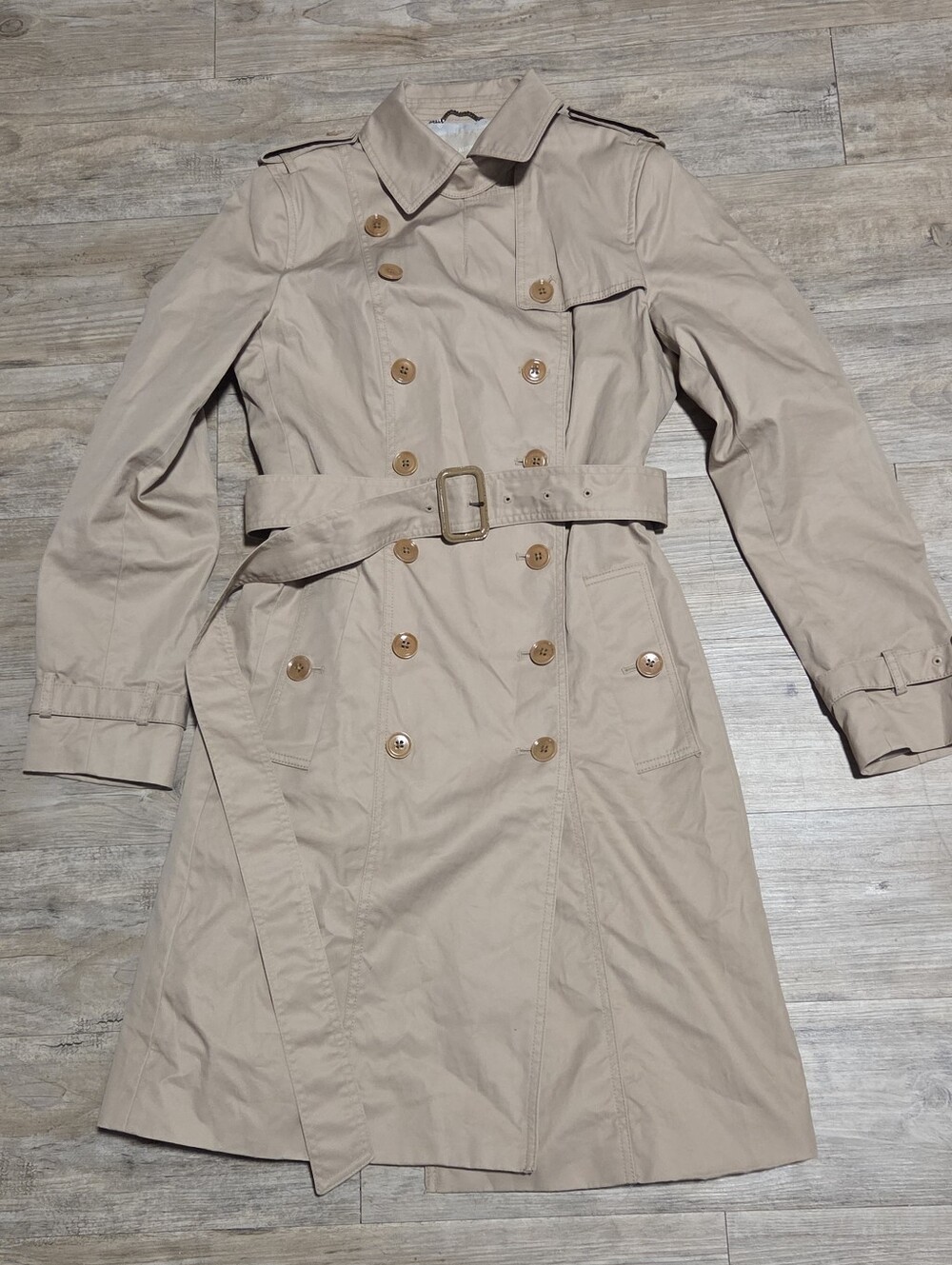 Banana Republic Timeless Double Breasted Tench Coat With Belt Tan Color Small